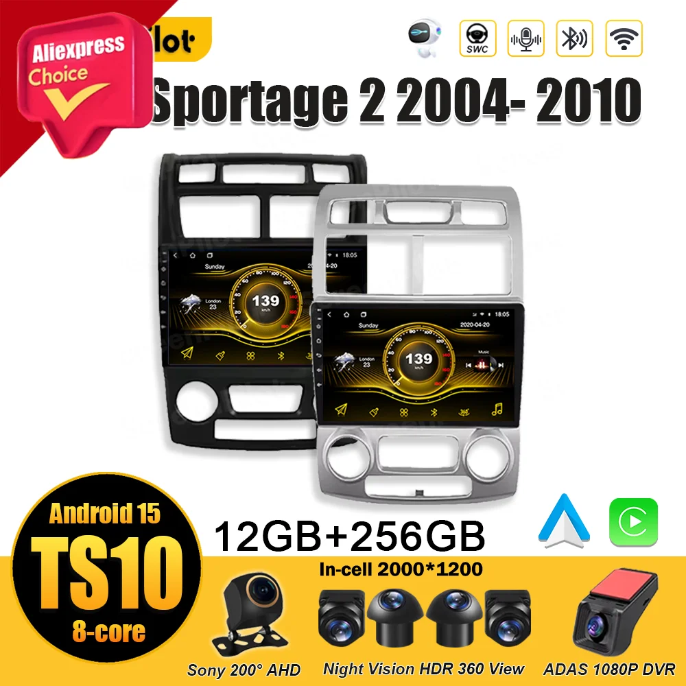 

Android 15 For Kia Sportage 2 2004 2005 2006 2007 - 2010 Car Radio GPS Navigation Wireless Android Auto Touch Screen 8 Core Wifi
