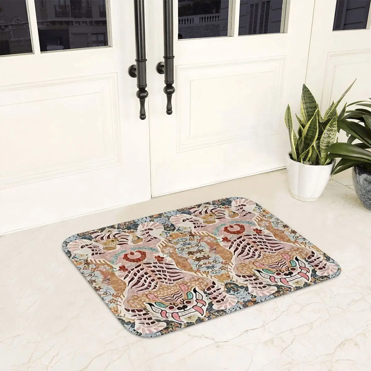 Tiger Persian Ethnic Style Non-slip Doormat Floor Mat Dust-proo Carpet Rug for Kitchen Entrance Home Balcony Footpad Mats