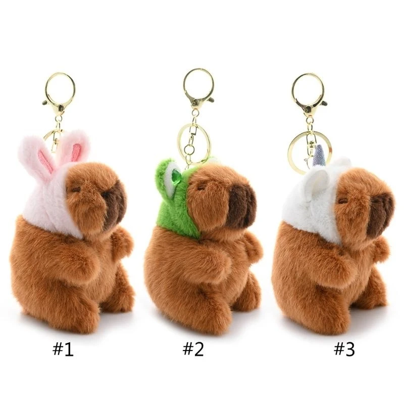 Cartoon Plush Capybara Keyring Lovely Plush Animal Chain Tast Children Gainpack Ornaments Stress Reliefserve