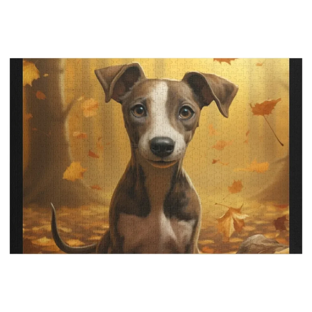 

Whippet Puppy In Fall Jigsaw Puzzle Woodens For Adults Customized Photo Photo Custom Wooden Decor Paintings Puzzle