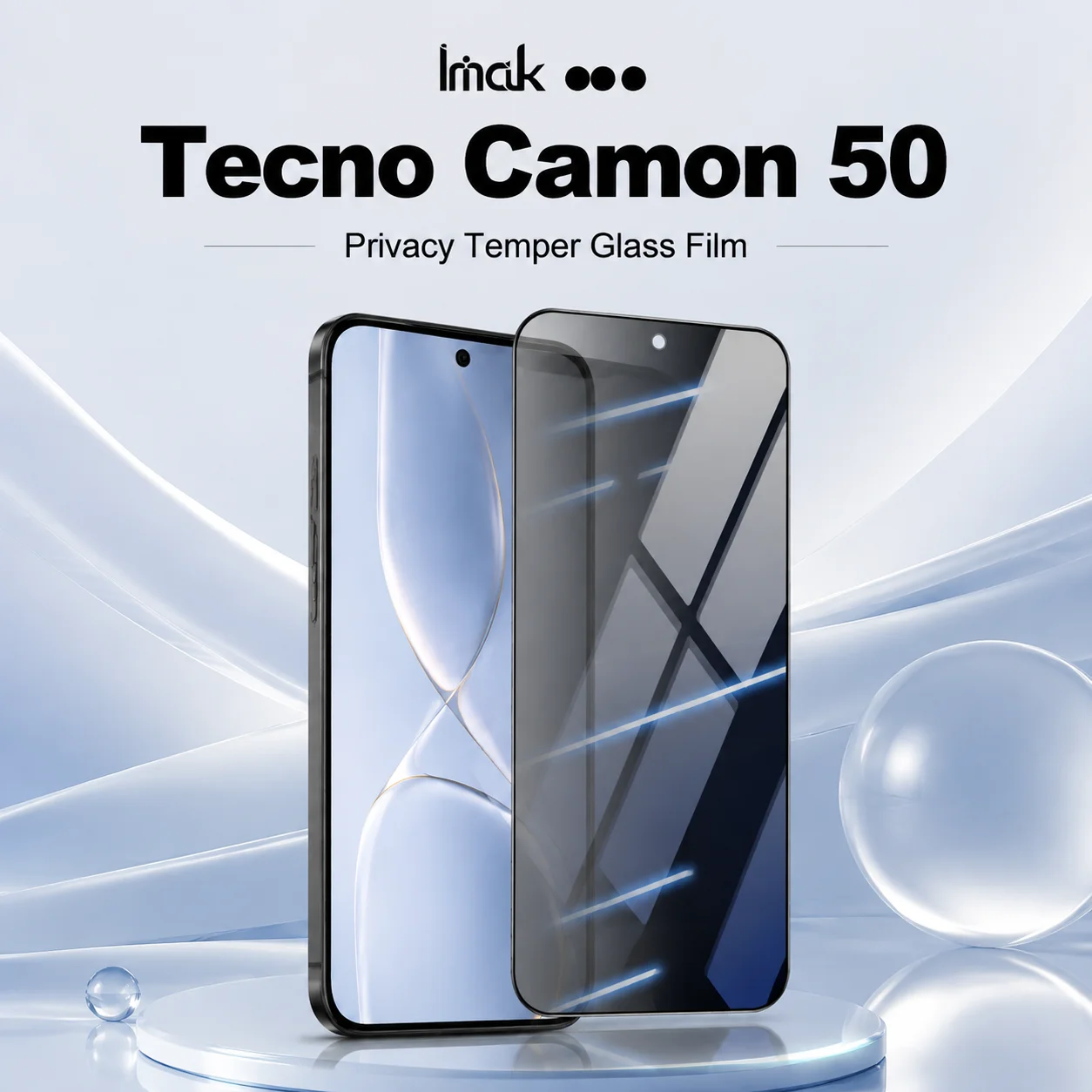 Privacy Tempered Glass For Tecno Camon 50 Support Fingerprint Protector Film Anti Oil FM0010