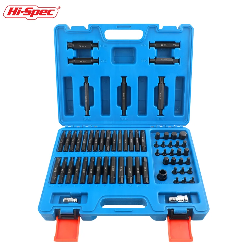 Hi-Spec 62/63 Pcs Set di punte per chiavi a brugola a testa esagonale S2 Set di punte per cacciavite universale in acciaio legato 1/2 \