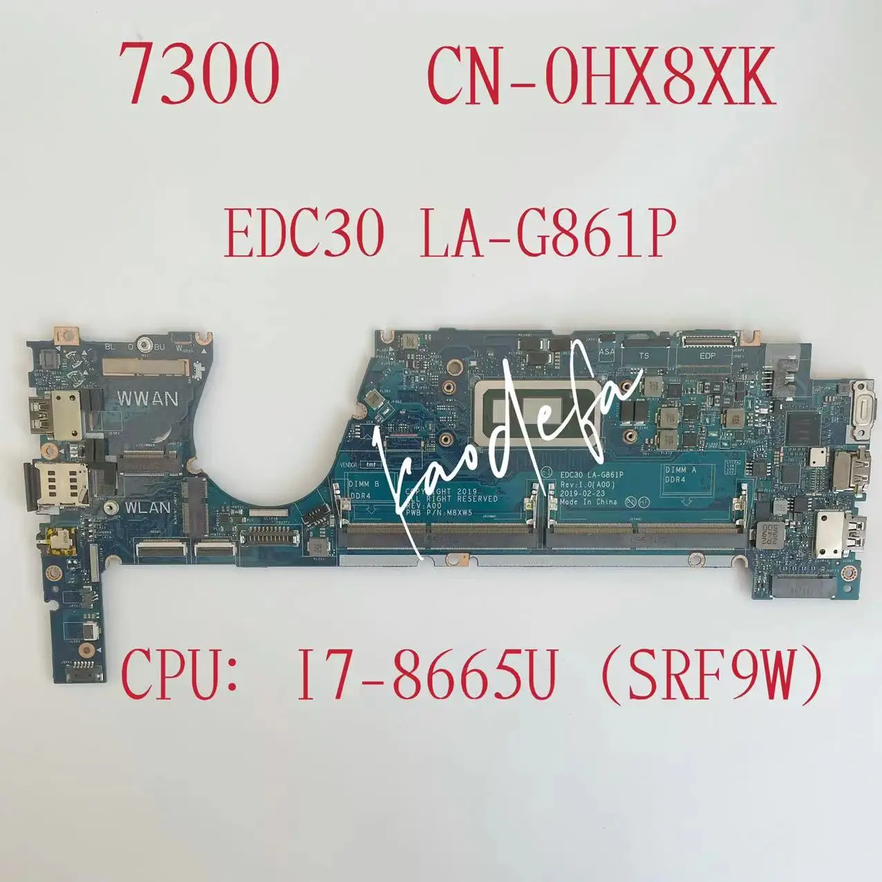 CN-0HX8XK 0HX8XK HX8XK EDC30 LA-G861P Mainboard For Dell Latitude 7300 Laptop Motherboard CPU:I7-8665U SRF9W DDR4 100% Test OK