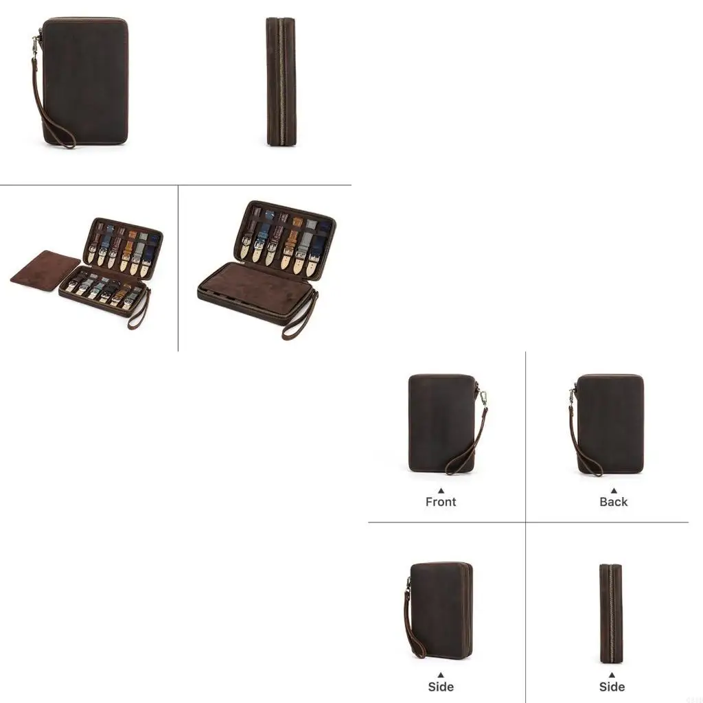 

Stylish Watch Band Organizers Holds 12 Straps PU Leather Construction Travel