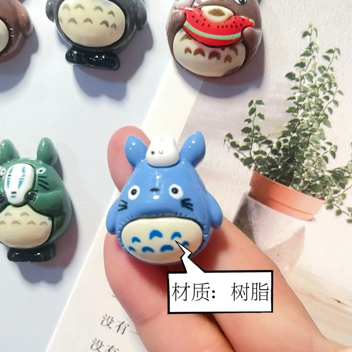 Totoro Anime Resin Fridge Magnet Cute Cartoon Figure Magnetic Sticker Refrigerator Photo Decor Home Kitchen Ornament Creative view 3