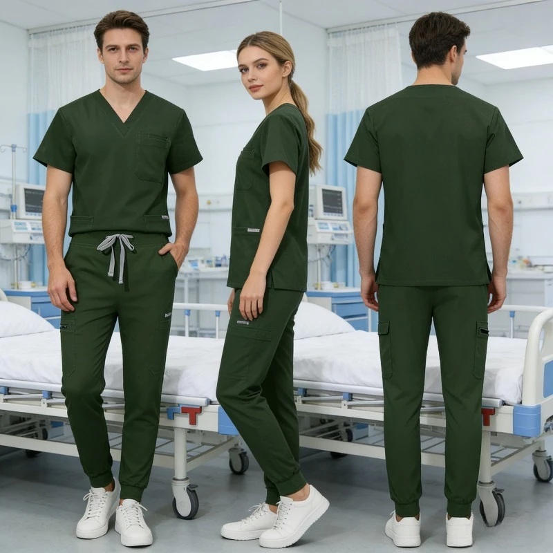 

New Double-layer Multi-functional Pocket Nurse Uniform Anesthesiologist Overalls Short-sleeved Trousers Set Nurse Uniform