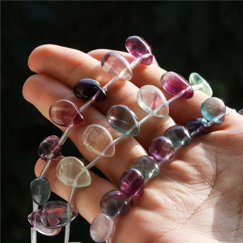 Natural Stone 7A Fluorite Flat Drop Beads For Jewelry Making Diy Bracelet Necklace