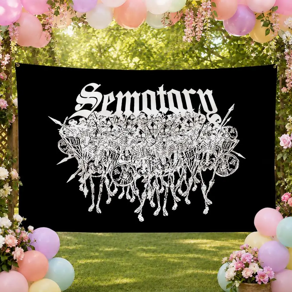 Music Popular Classic Cute Sematary Flags Fan Banner Tapestry Wall Hanging Garage BarDorm Camp Party Outdoor Home Decor Gift