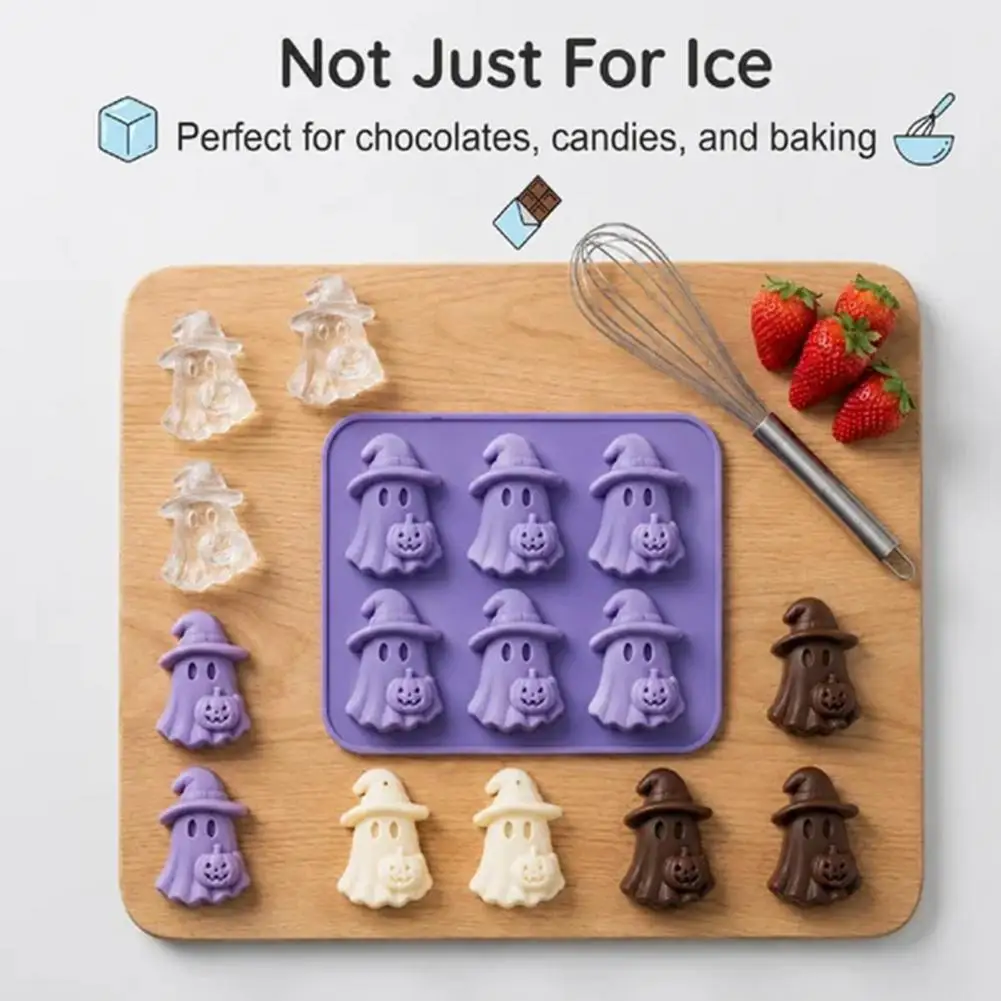 Halloween Ice Cube Tray Flexible Silicone Ice Tray Halloween Silicone Ice Cube Tray Set Ghost Pumpkin Bat Molds for Candy