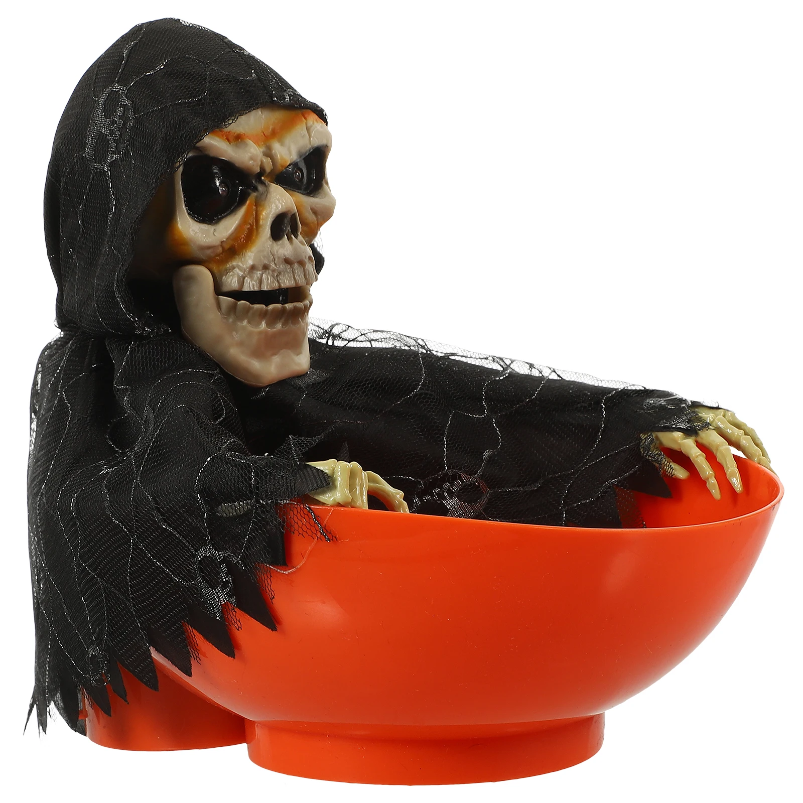 

Electric Pumpkin Candy Dish Halloween Decor Snack Serving Bowl Motion Activated Light Up Party Trick Or Treat