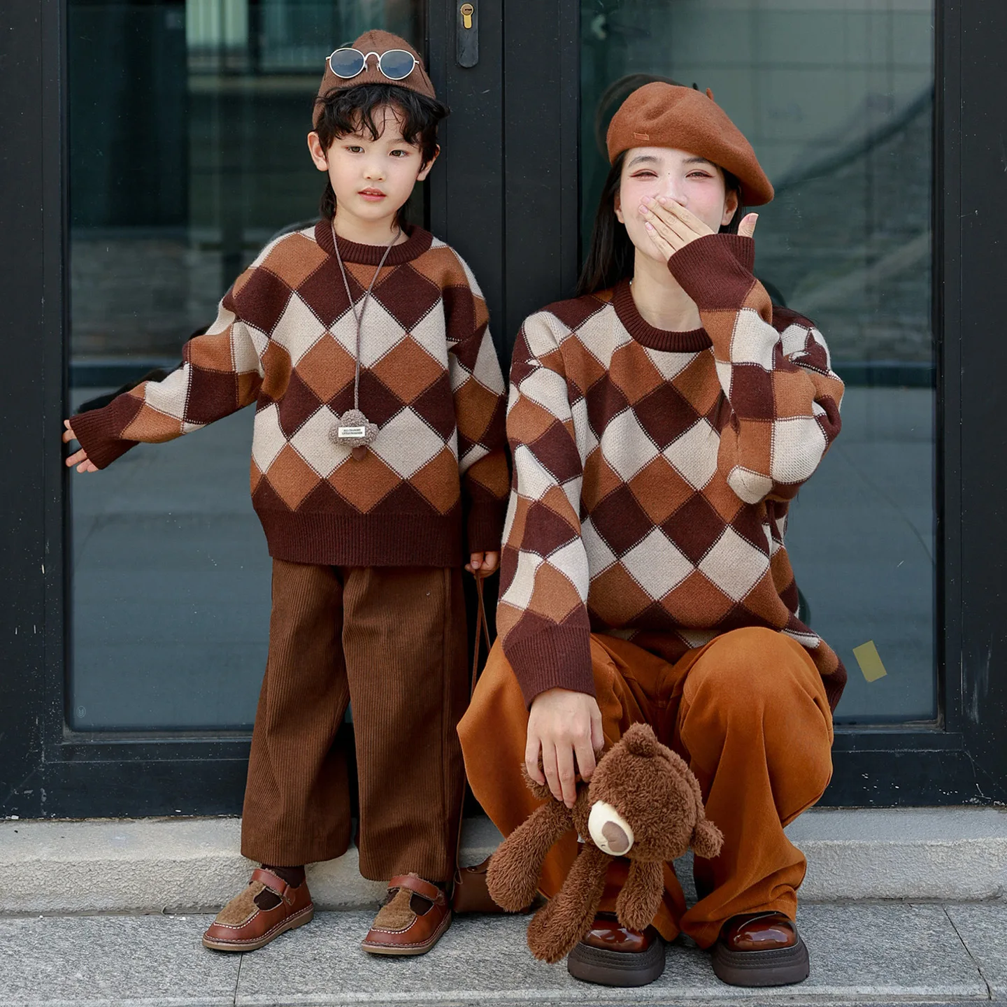 Family Matching Sweaters Couple Parent Kids Knitted Pullover Jumper Autumn Winter Warm Couple Mother Father Son Daughter Outfits