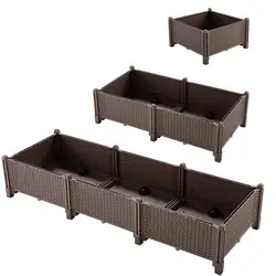 Raised Garden Bed Outdoor Self-Watering & Drainage Hole Design planter Plastics Rattan Elevated Garden Bed For Garden Patio