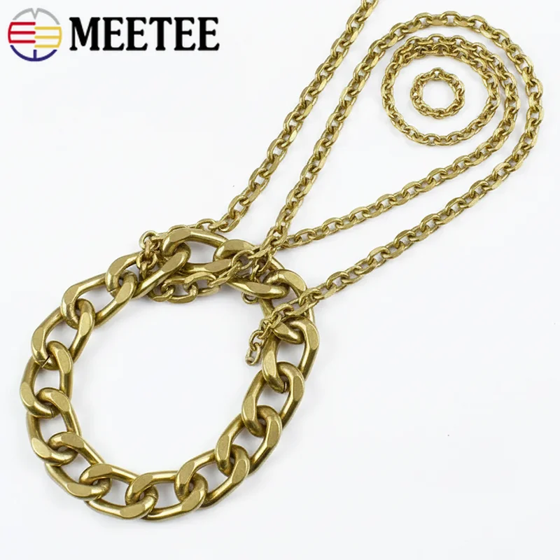 

50/100cm Solid Brass Metal Chain Wallet Pocket Handle Chains Bag Strap Pants Garment Decor Buckle Crafts Hardware Accessories