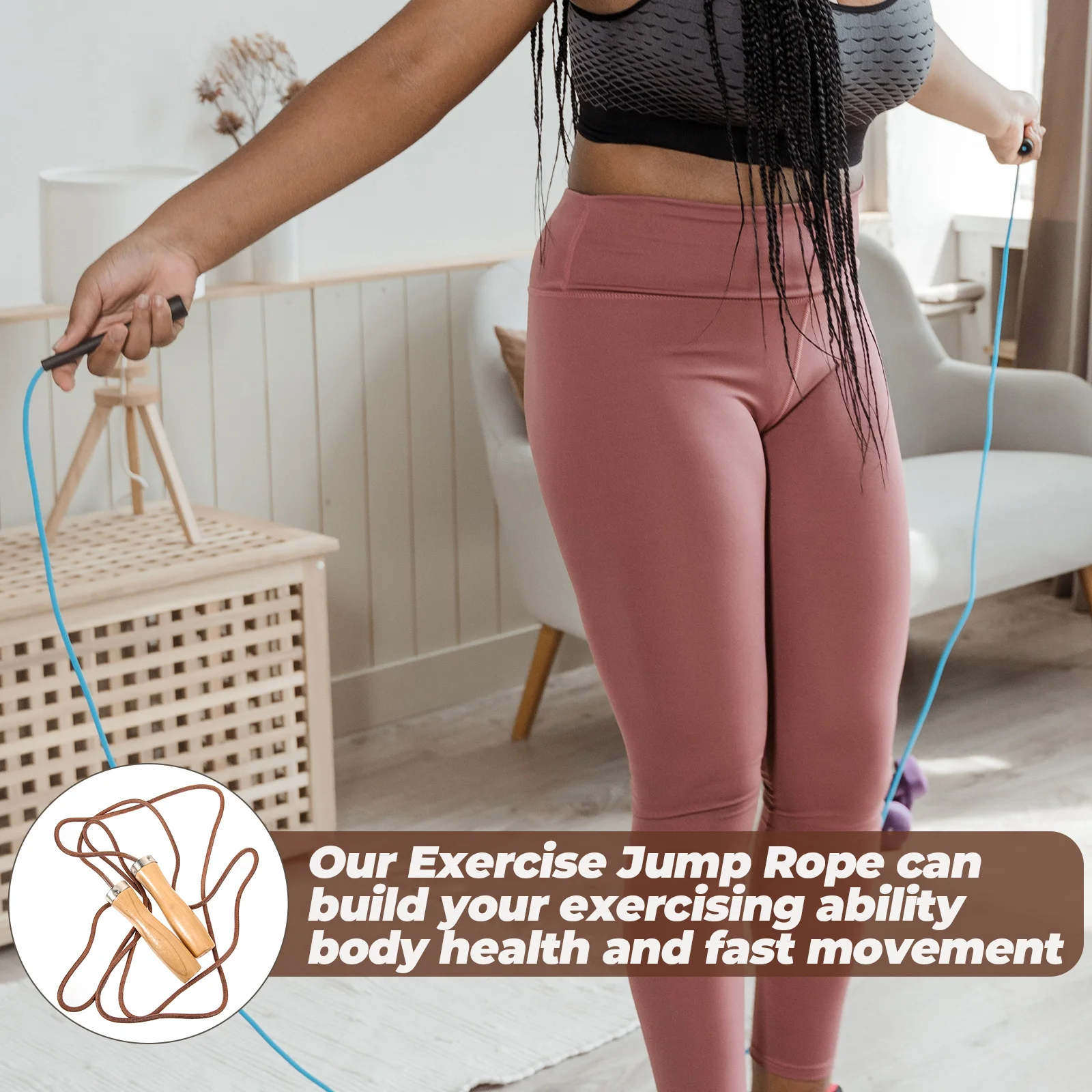 

Weighted Jump Rope Wooden Handle Lightweight Non-Skid Fitness Exercise Skipping Rope for Outdoor Indoor Workout Physical