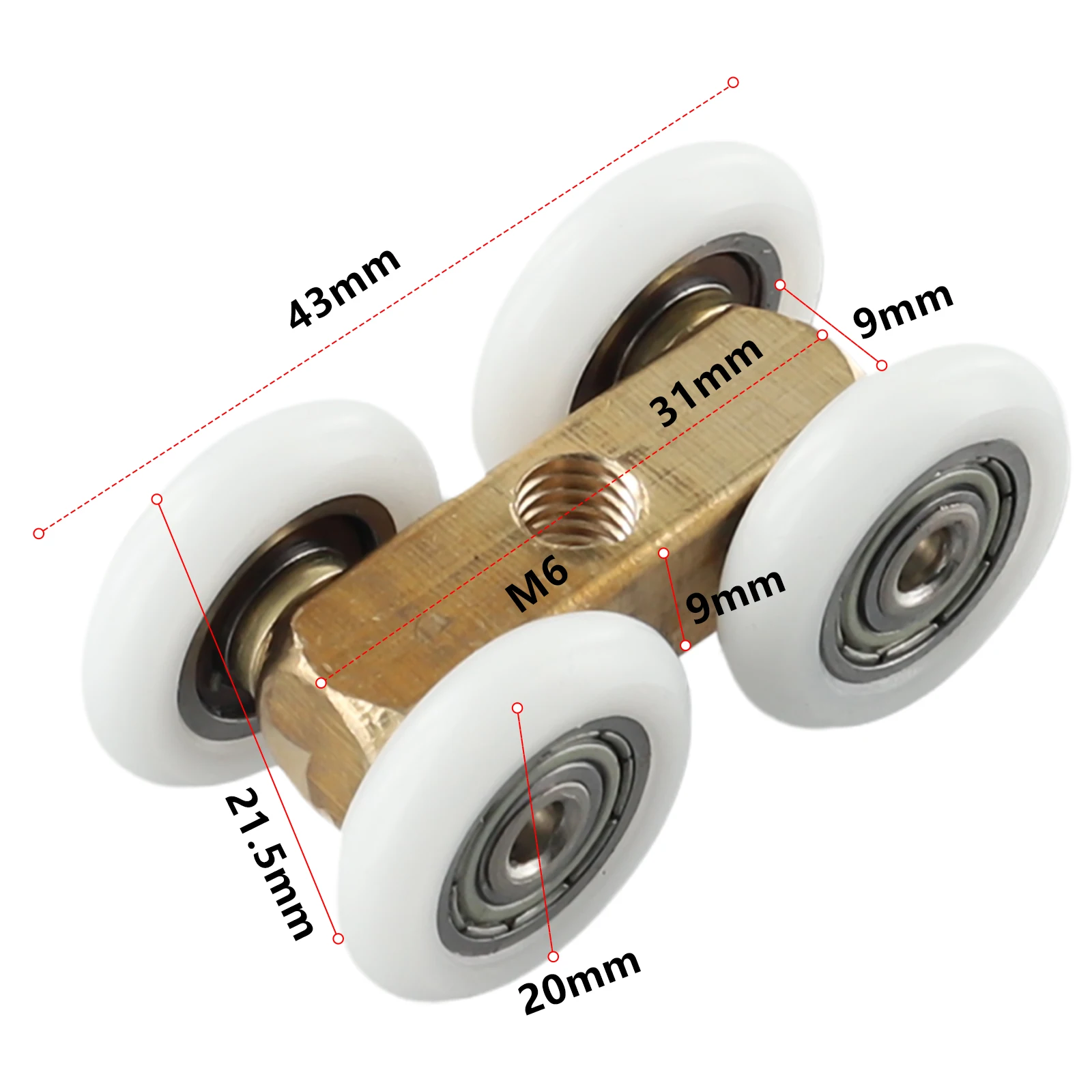 Door Hardware Roller No Rust Copper Four wheel Hanging 4 4cmx2 2cm Glass Pulley Slide Door Adjustable Bathroom