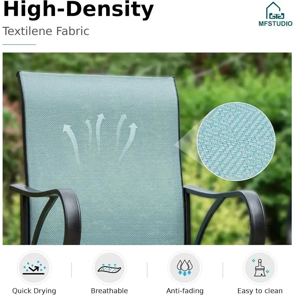 5-Piece Turquoise Blue Outdoor Swivel Bar Set with High Table and Chairs