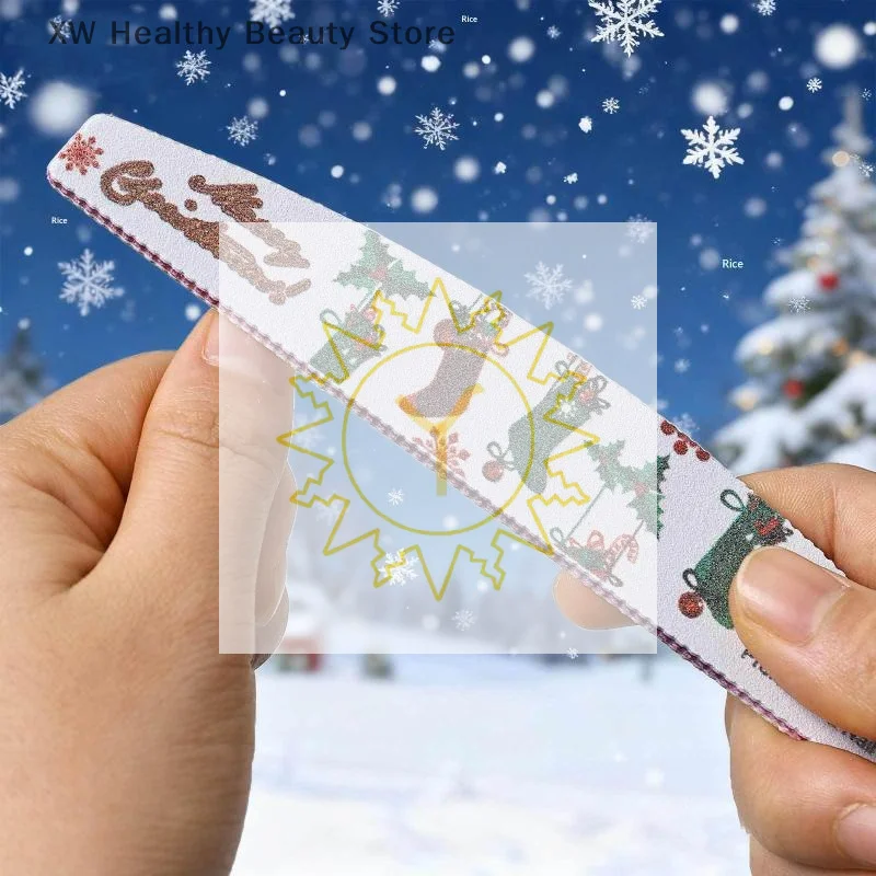 1 قطعة ملفات أظافر عيد الميلاد على الوجهين مانيكير جل الأظافر صالون المنزل قابل للغسل جيل للأظافر إزالة لوحات عازلة البولندية ملفات السنة الجديدة #1