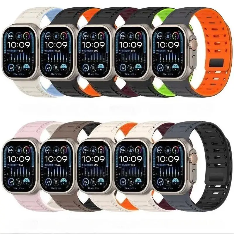Silikon-Magnetbänder, Schlaufenarmband für Apple Watch 49 mm, 46 mm, 45 mm, 44 mm, 42 mm, für iWatch-Serie 11 10 9 8 7 6 5 4 3 2 SE 3 Ultra 3
