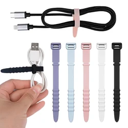 5PCS Silicone Data Wire Cable Organizer Tie Phones Cable Winder Management Buckle Clip for Headphone Charger Cord Holder Strap