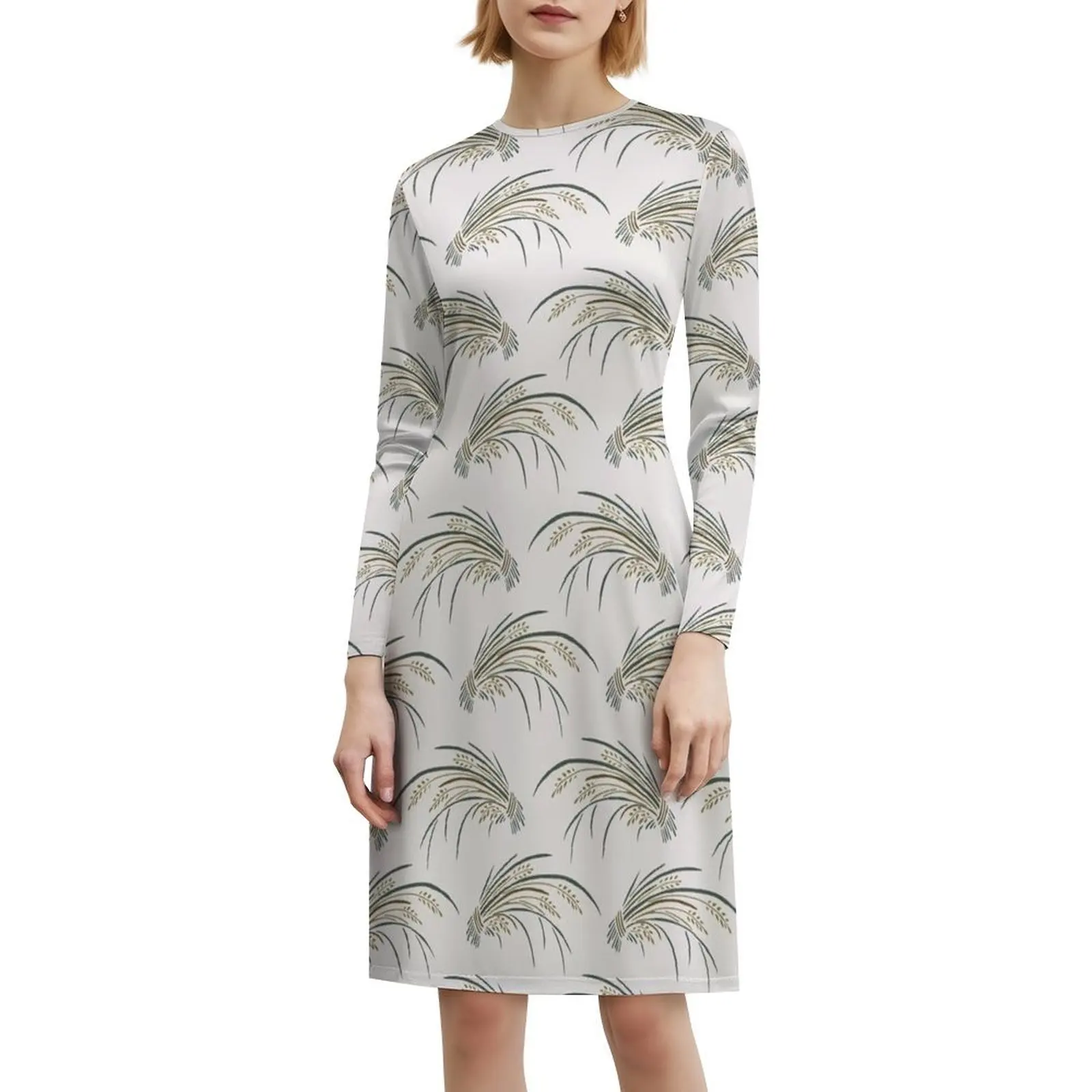 فستان على شكل حلب القمح على شكل قلب فستان أنيق للحفلات الصيفية للنساء محصول القمح نبات الزراعة الخبز الغذاء مساء #6