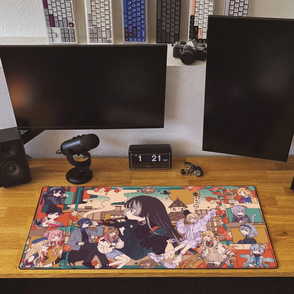 J Kufuutei Raden لوحة ماوس أنيمي كبيرة حصيرة مكتبية لوحة المفاتيح مريح مكتب المطاط الكمبيوتر عدم الانزلاق المضادة للفرش المنزل مخصص