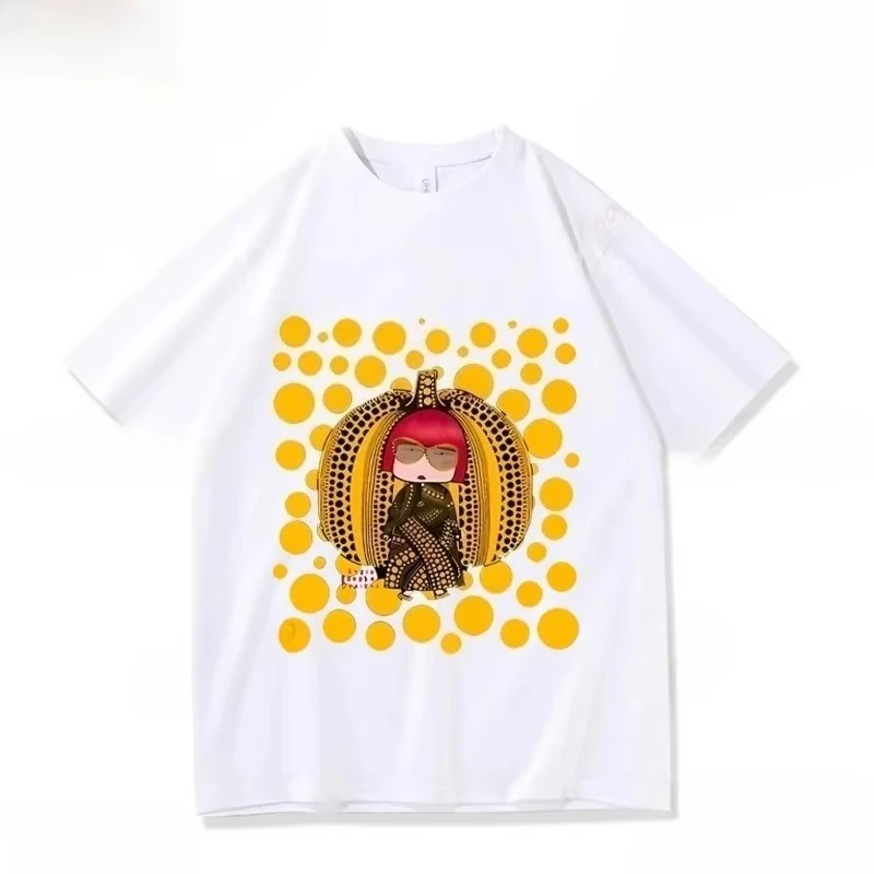 Yayoi Kusama T-shirt Japanese Artist Pop Art Polka Dot Pumpkin Infinity Mirrors Crewneck Casual Streetwear Y2k Tees
