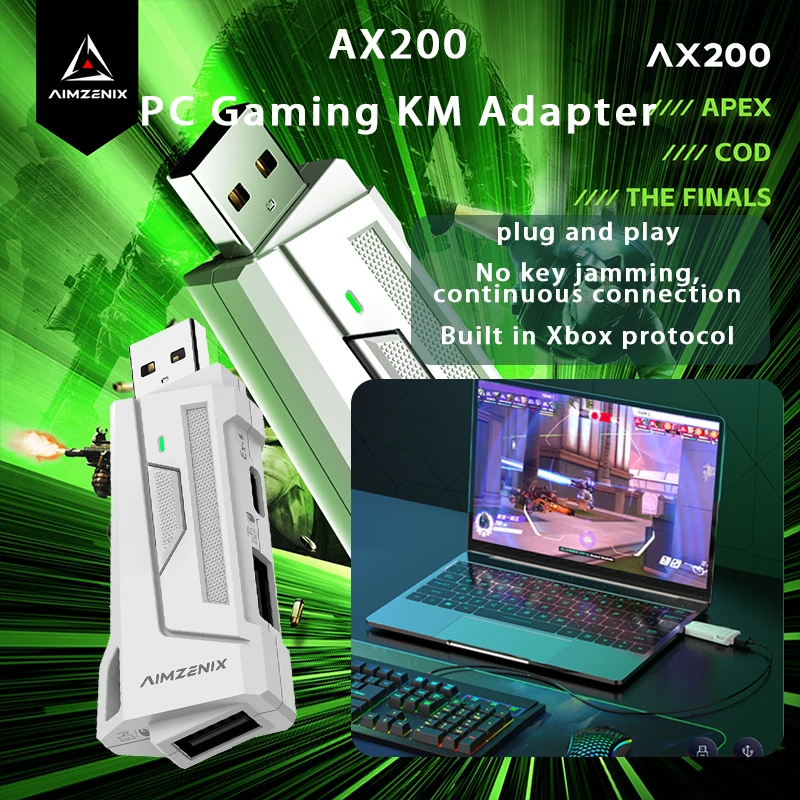 AIMZENIX AX200 Pro Конвертер клавиатуры и мыши для ПК консолей — игровой адаптер Plug & Play повышенной производительности Фото №2