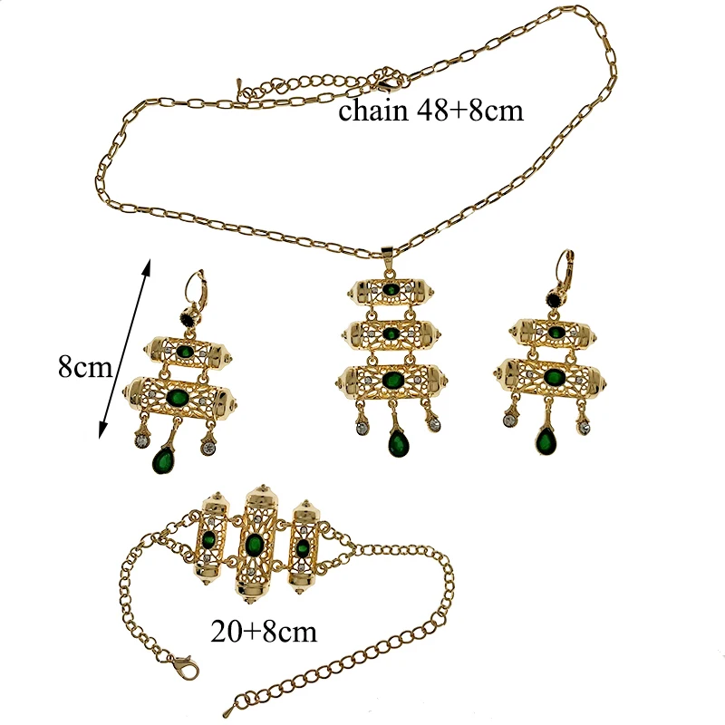 Moroccco Trendy Women Jewelry Set Gold Plated Rhinestone Necklace Set Luxury Ethnic Wedding Jewelry  Accessories for Women Set