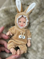 Attyi 6inch Open Eyes Mini Full Body Silicone Reborn Baby Girl Doll 3D Painted Skin Lifelike Realistic Baby Reborn Doll For Kids