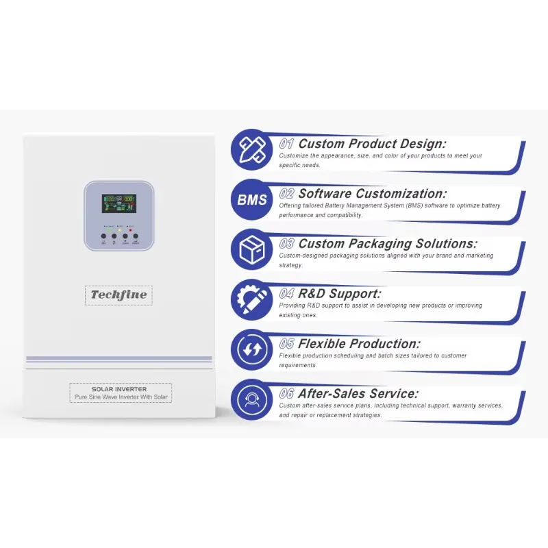 Hybrid On/Off Grid LCD Display Single Output For High Frequency Solar Inverter 48V 6200W 220V 240VAC
