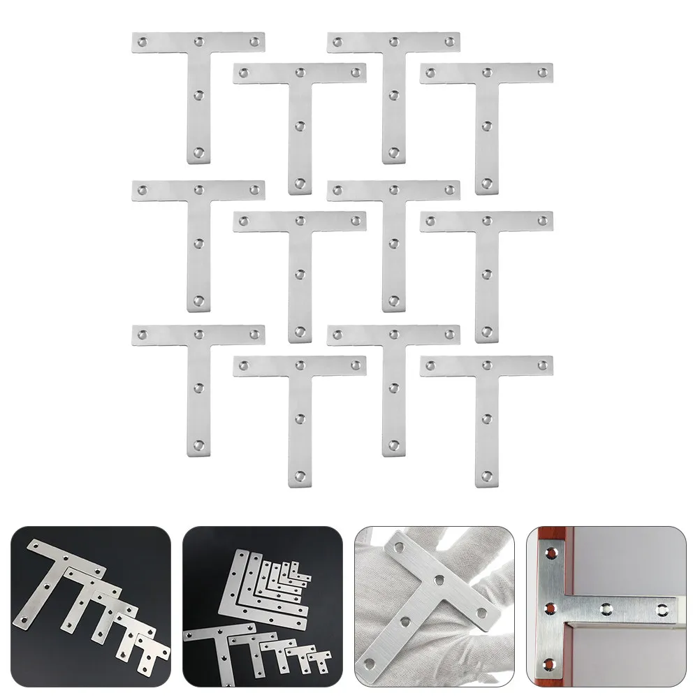 

20 шт. Т-образных плоских кронштейнов из нержавеющей стали, ремонтные соединительные пластины для деревянной мебели, полок, шкафов