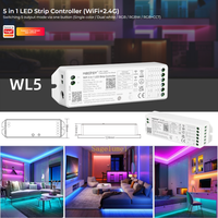 Miboxer WL5 2.4G 5 IN 1 WiFi LED Controller For Single color CCT RGB RGBW RGB+CCT Led Strip APP/TUYA /Third Party Voice Control