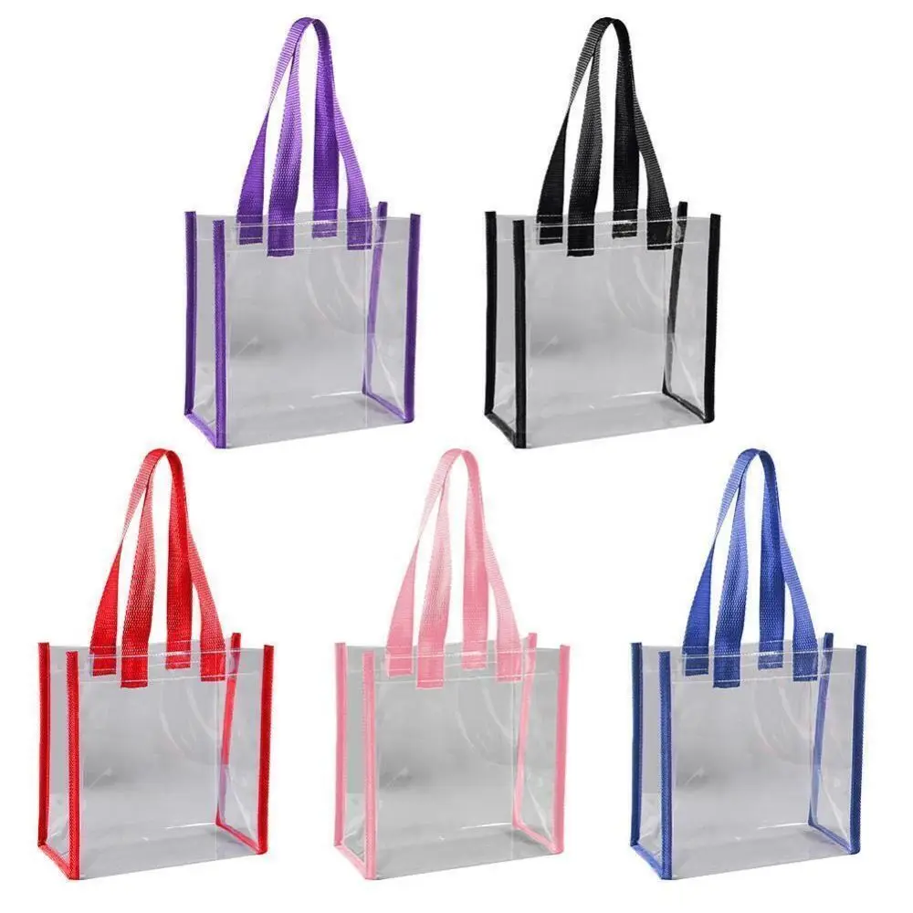 Transparent Pvc Clear Tote Bag Large Capacity Car Sewn Plastic Cosmetics Shopping Bag Jelly Bag Gift Bag Can