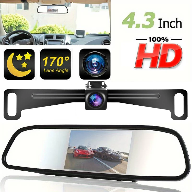 

HD Reversing Camera & 4.3'' Display Monitor Night Vision Reverse Backup Camera Parking Assistance - Full Set