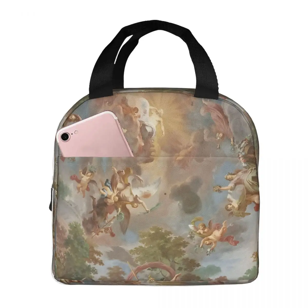 Ladies Picnic Storage Land Angels Painting Renaissance Aesthetic Phone Case Cooler Jesus Zipper ClosureBento BoxFor School