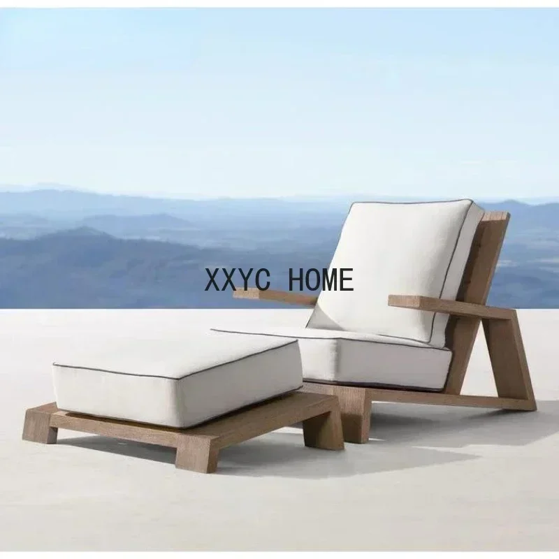 

Outdoor Solid Wood Sofa Terrace Leisure Courtyard Villa Waterproof and Sun Protection Antiseptic Wood Furniture