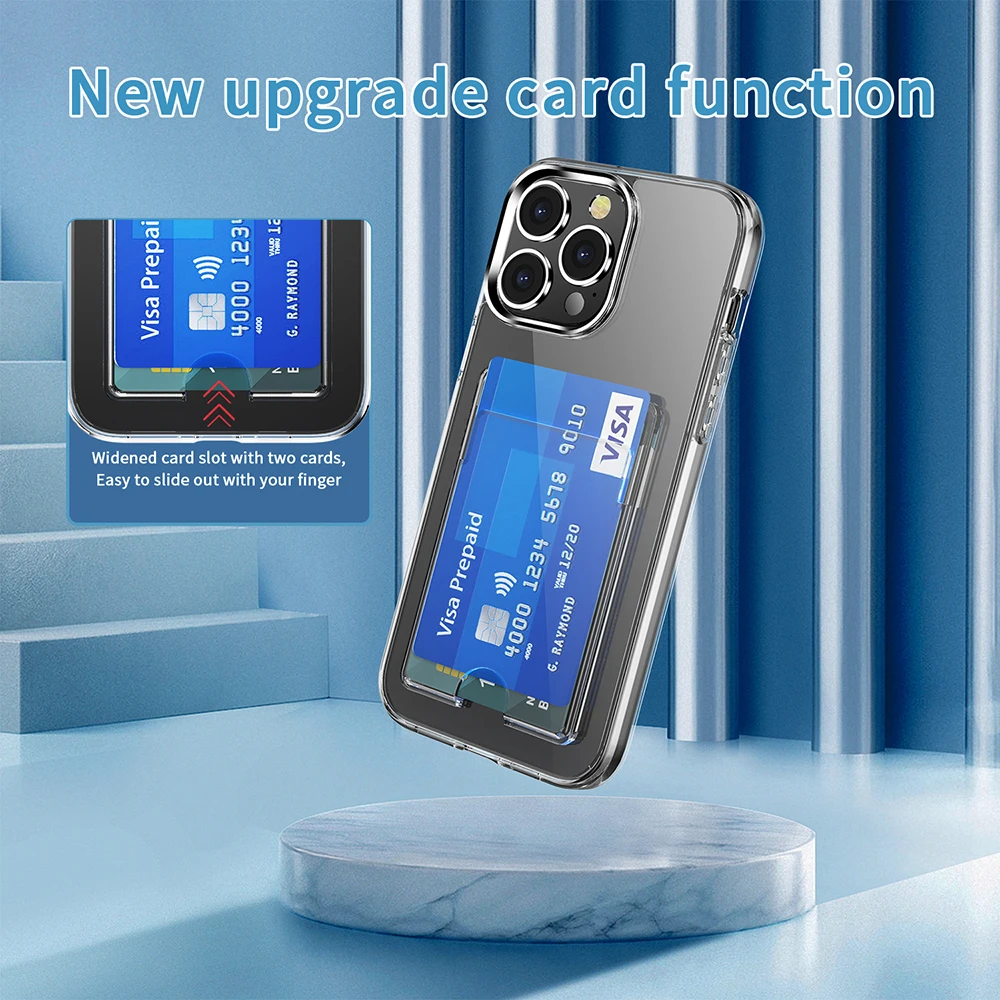 Case For iPhone 18 Pro Max 17 16 15 14 Plus Clear Cover Soft TPU Wallet Bag with Card Slot Shockproof For iPhone 13 12 Air 17e - view 2