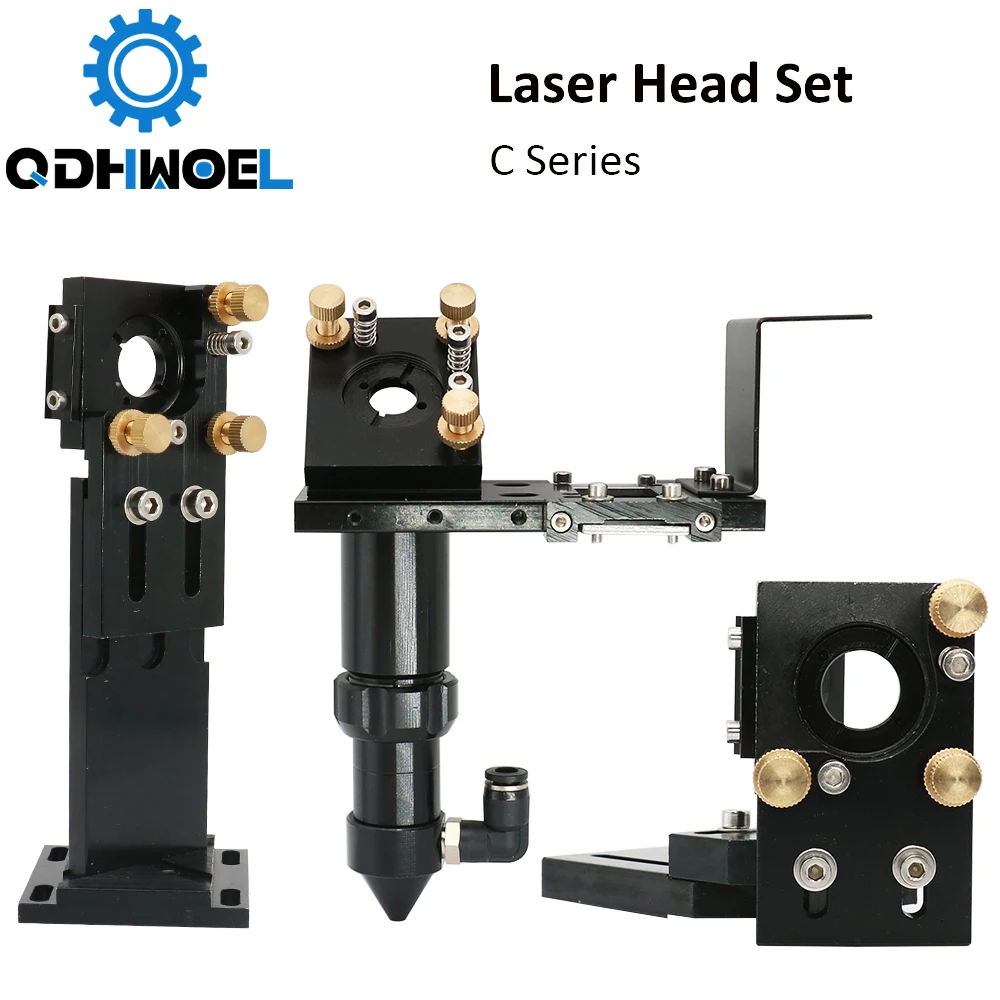 

QDHWOEL CO2 Laser Head Set Lens Dia.18 FL38.1 Dia.20FL50.8/63.5/101.6mm Integrative Mount Dia25 Mirror for Laser Cutting Machine