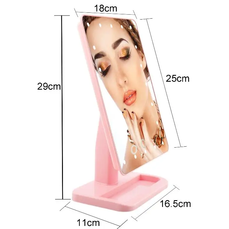 20-LED-Leuchten und 10-fach vergrößernde flache Desktop-Spiegel können berührungsempfindliche Spiegel drehen
