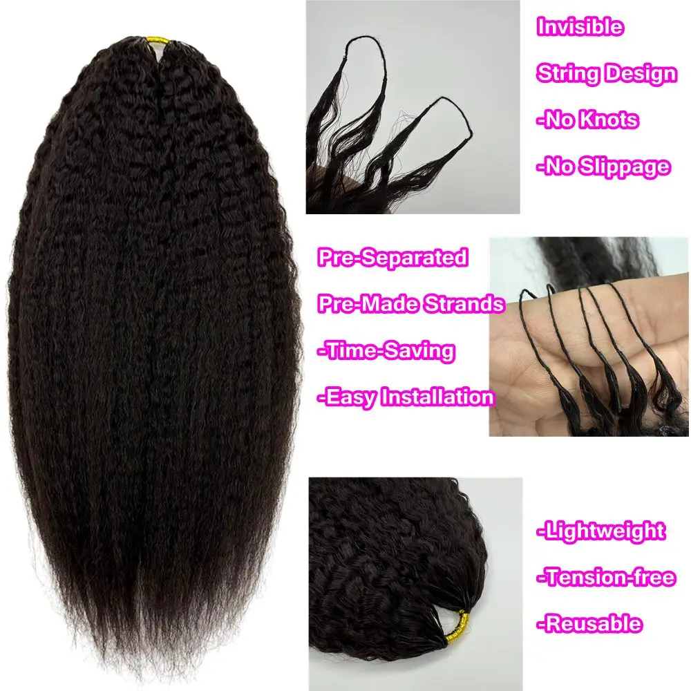 곱슬거리는 생머리 크로셰 뜨개질 무매듭 프리 세퍼레이티드 크로셰 헤어 익스텐션 깃털 헤어 라인 100% 생머리 브레이딩용