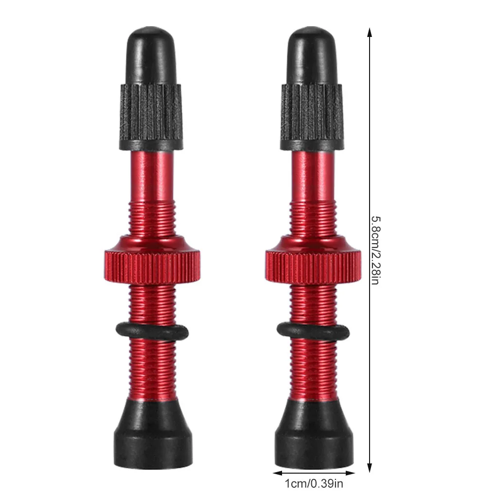 2pcs Mountain Bicycle Tubeless Valves Road Alloy Copper Rubber Core Solid Color Vacuum Nozzle Tire Accessories Cycle Supplies