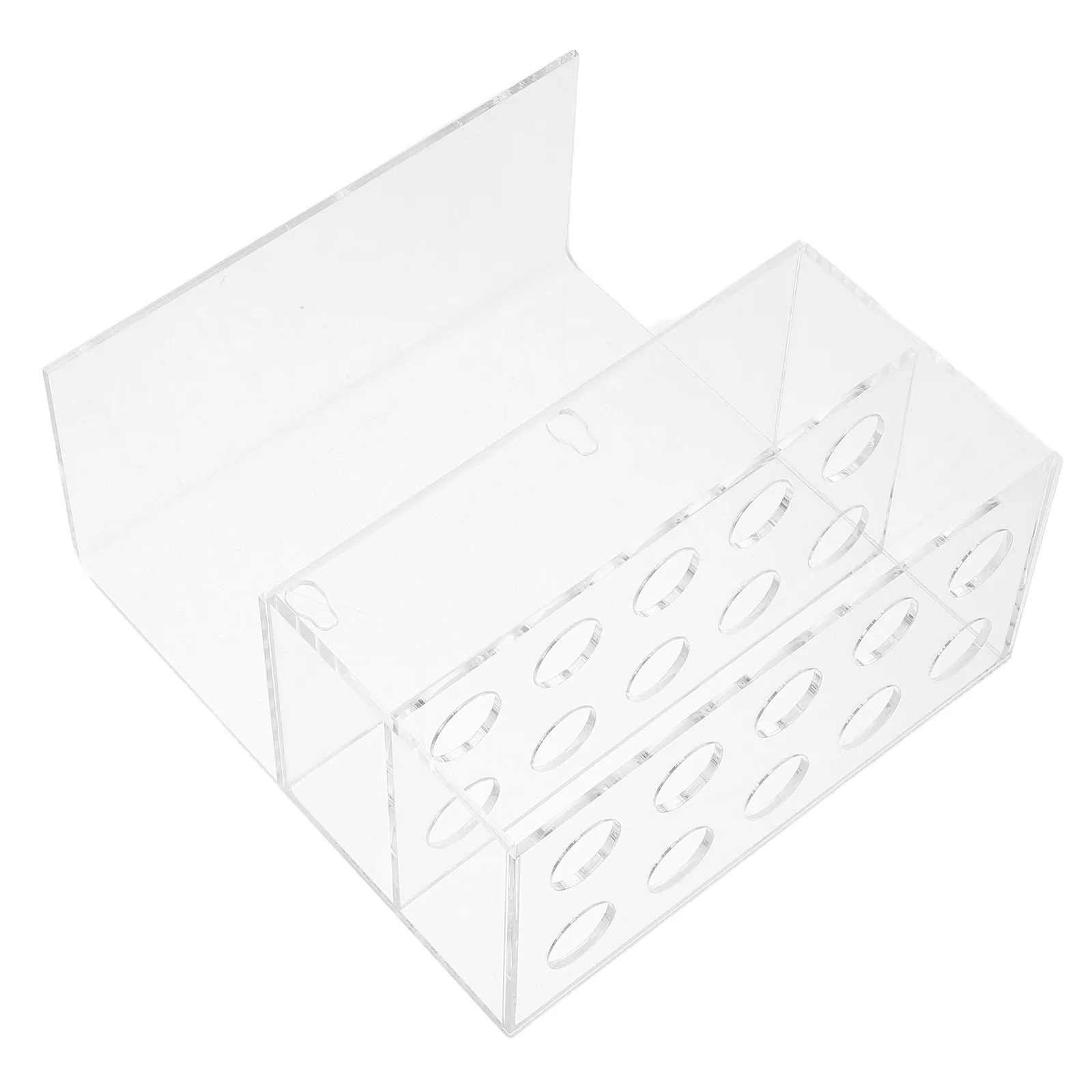 Clear Acrylic Wall Mounted Pen Holder Double Layer Pencil Cup 10 Slots Transparent Floating Shelf Multifunctional Desk Organizer