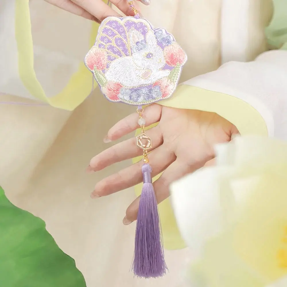 ถุงใส่ของขวัญเทศกาลไหว้พระจันทร์ลายการ์ตูน แบบจีน ปักลายมงคล พร้อมพู่ห้อย สร้อยคอ