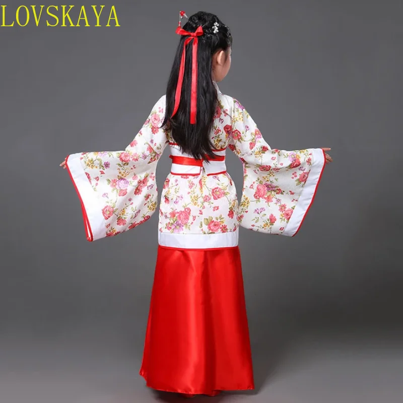 Rot weiß traditionelle Hanfu Cosplay Kleidung Tang Dynastie Kaiserin Kleid Frauen chinesische alte Kostüm chinesische Outfit für Kinder