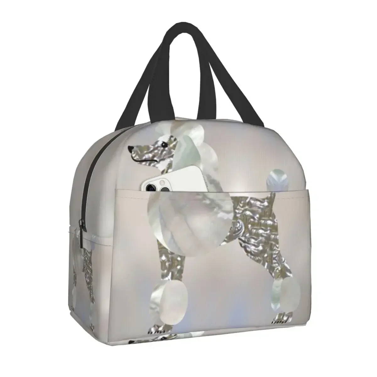 Luxury Pearl And Abalone Poodle Dog Insulated Lunch Bag for Women Resuable Pudel Caniche Cooler Thermal Bento Box Work School