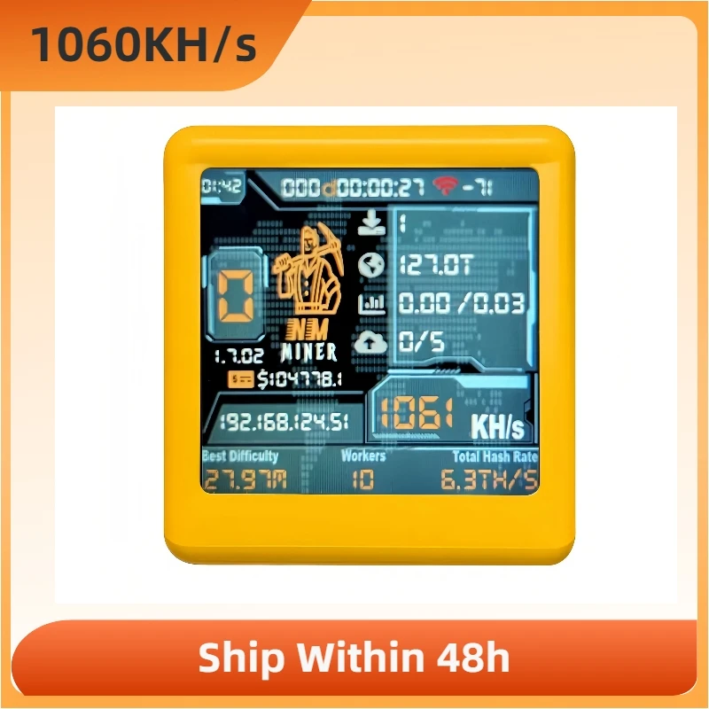 BTC Solo Lottery Miner for computer nerd Smart TV Hashrate1060KH/s ESP32 gift home silent Desktop Clock  Lower power Consumption