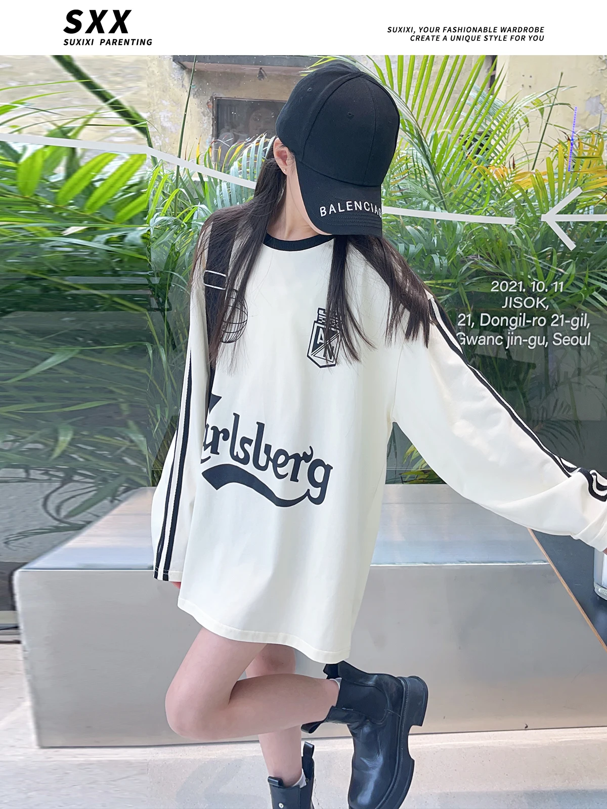 Girls\' 2023 New Autumn Street Dance Street Hip Hop Style Fashionable Long Sleeve Sweater T-shirt