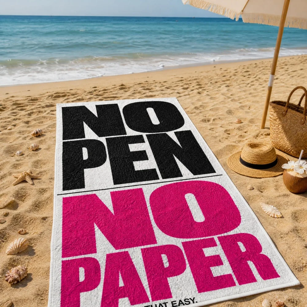 Minimalist Text Slogan Print Microfiber Beach Towel Large Quick Dry Funny Statement Outdoor Pool Camping Decor Towel