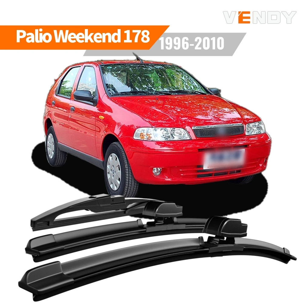 1 Juego de Escobillas Limpiaparabrisas Delanteras y Traseras para Fiat Palio Weekend 178 1996-2010, Escobillas de Goma, Accesorios para Automóviles