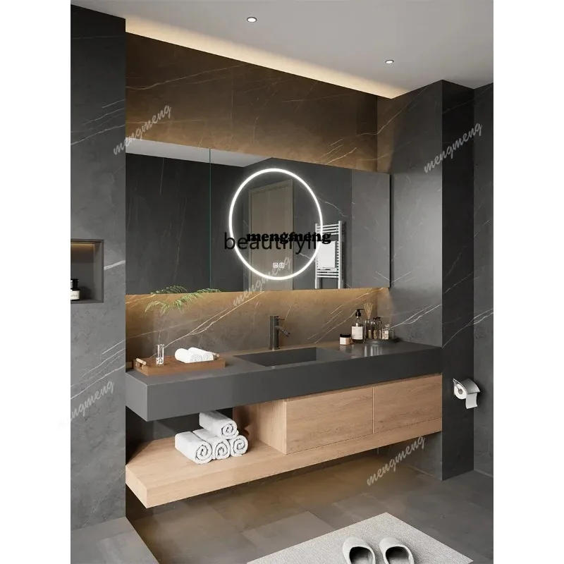 New Arrivals Q New Stone Plate Whole Washbin Smart Bathroom Cabinet Bathroom Hand Washing Washbasin Cabinet S8350